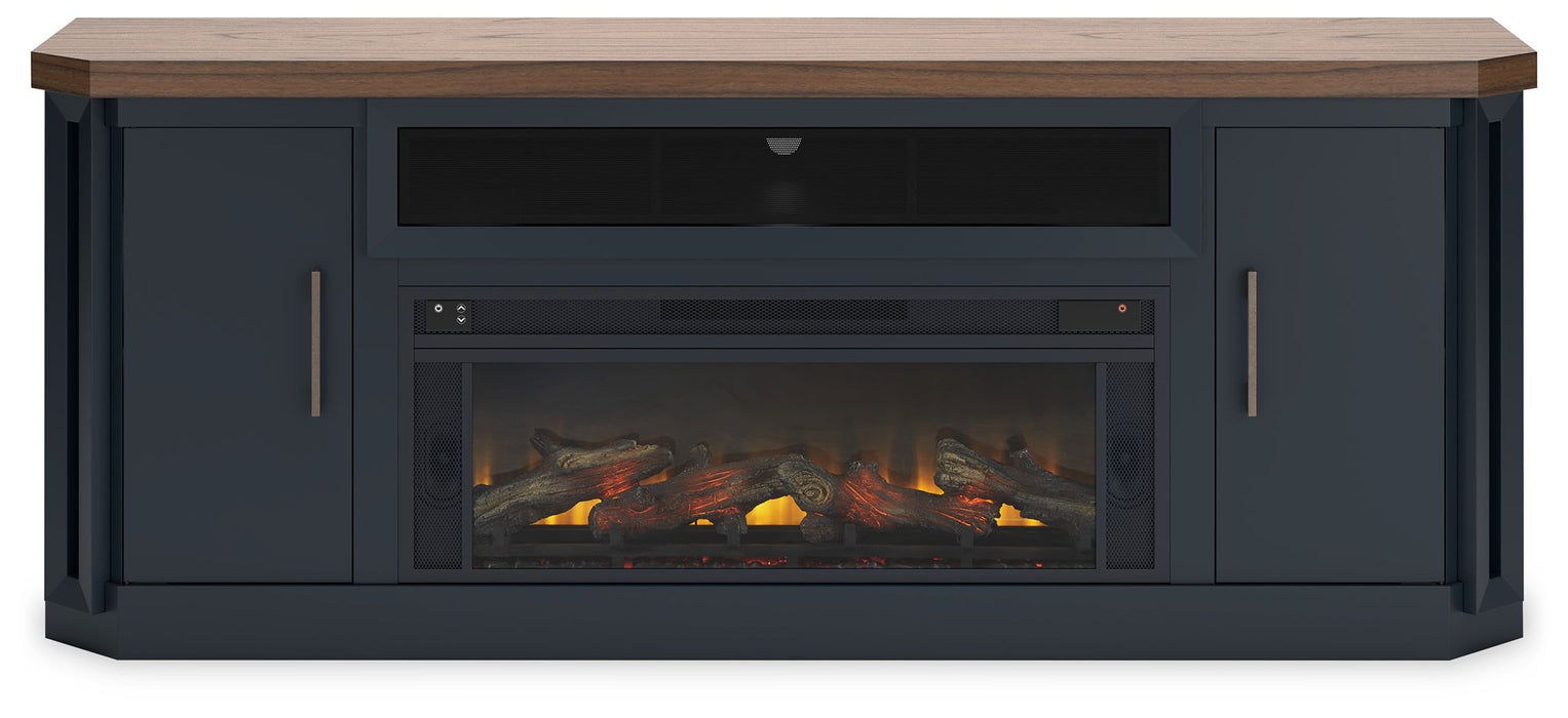 Landocken - 83" TV Stand With Electric Fireplace - Two-tone