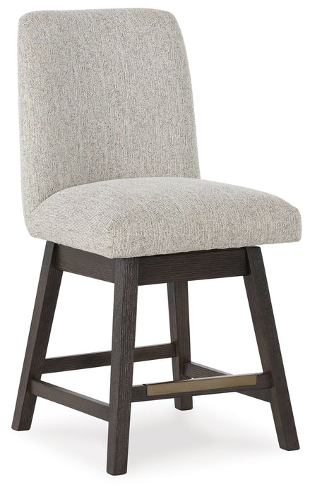 Burkhaus - Upholstered Swivel Barstool (Set of 2) - Beige / Dark Brown