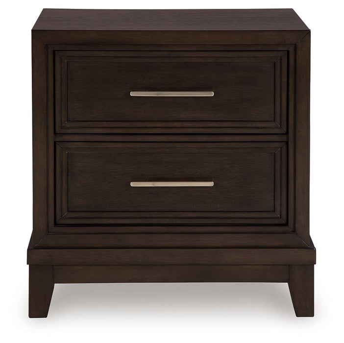 Neymorton - Two Drawer Night Stand - Dark Grayish Brown
