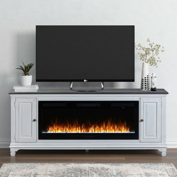 Fireplace TV Consoles - 417 80" Console With Fire FT - White