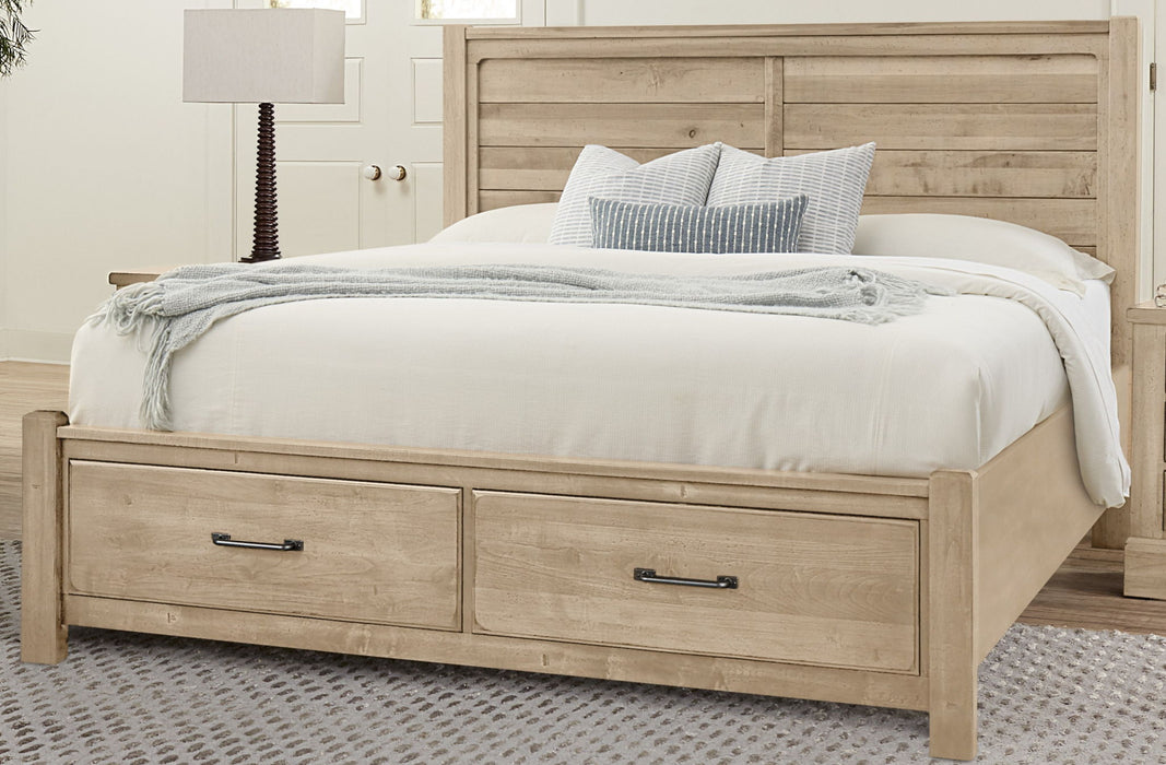 Cool Rustic - Plank Bed With Footboard Storage - Clear Maple