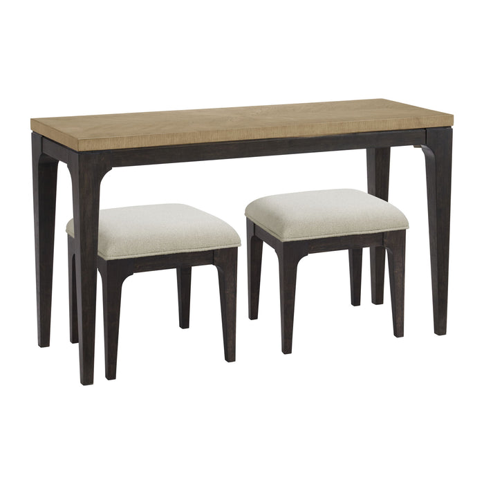 Sutton Place - Console Table With 2 Stools - Caramel / Cocoa
