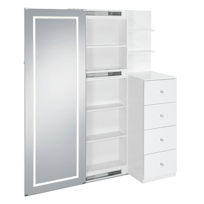 Vancouver - Floor Mirror With Storage - White