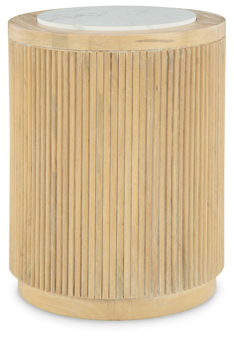 Camdill - Round End Table - Light Brown / White