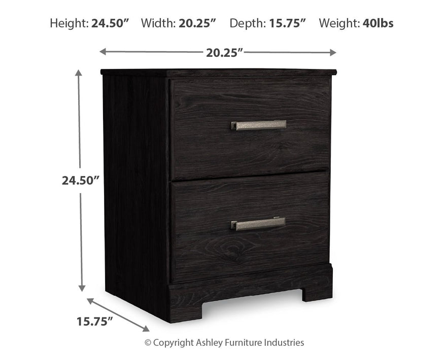 Belachime - Two Drawer Night Stand - Charcoal