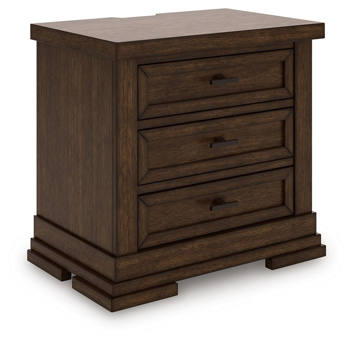 Taffenbrook - Medium Brown - Three Drawer Night Stand