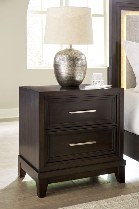 Neymorton - Two Drawer Night Stand - Dark Grayish Brown