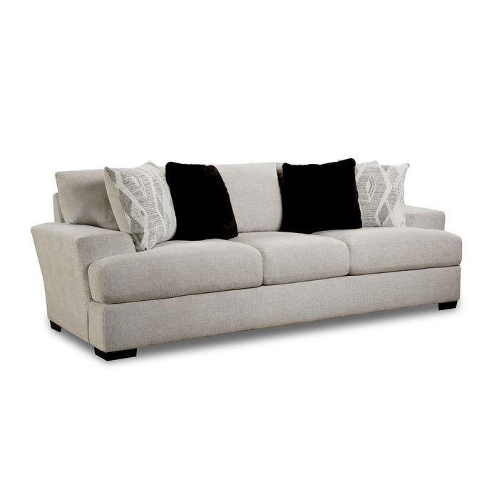 9010 - Sofa - Fentasy Silver With 2 Pillows Naples Black, 2 Pillows Exotica Birch