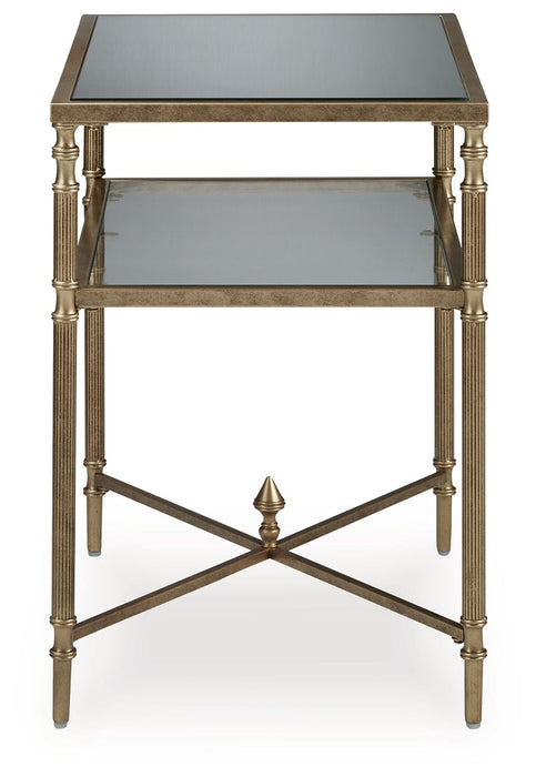 Cloverty - Rectangular End Table - Aged Gold Finish