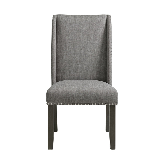 Everdeen - Side Chair With Gray Fabric and Nail Heads (Set of 2) - Charcoal