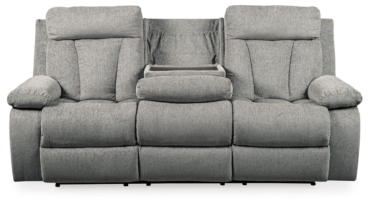 Mitchiner - Fog - REC Sofa w/Drop Down Table