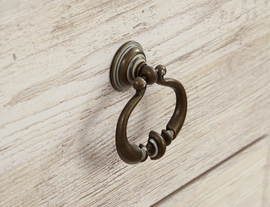 Willowton - 2 Pc. - TV Stand with Faux Firebrick Fireplace Insert - Whitewash