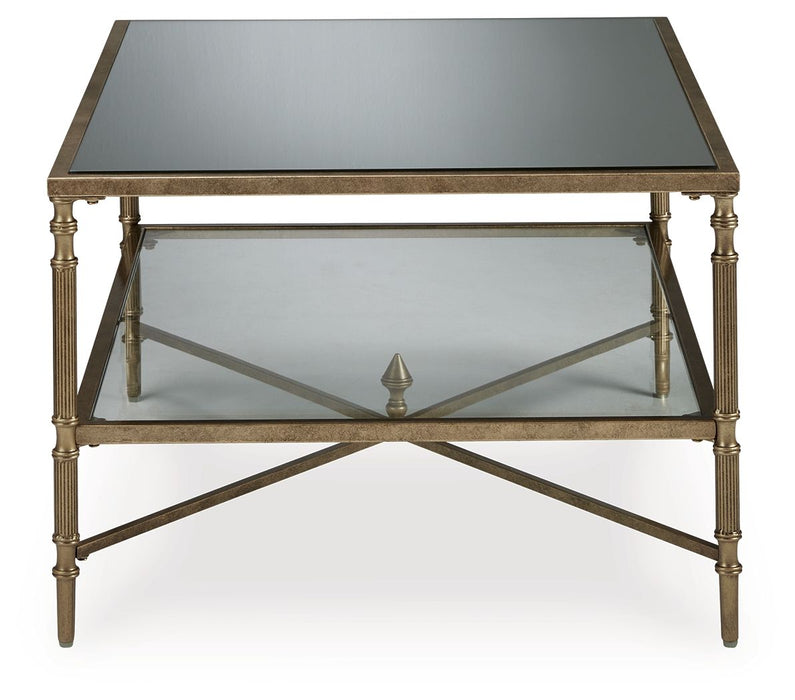 Cloverty - Rectangular Cocktail Table - Aged Gold Finish