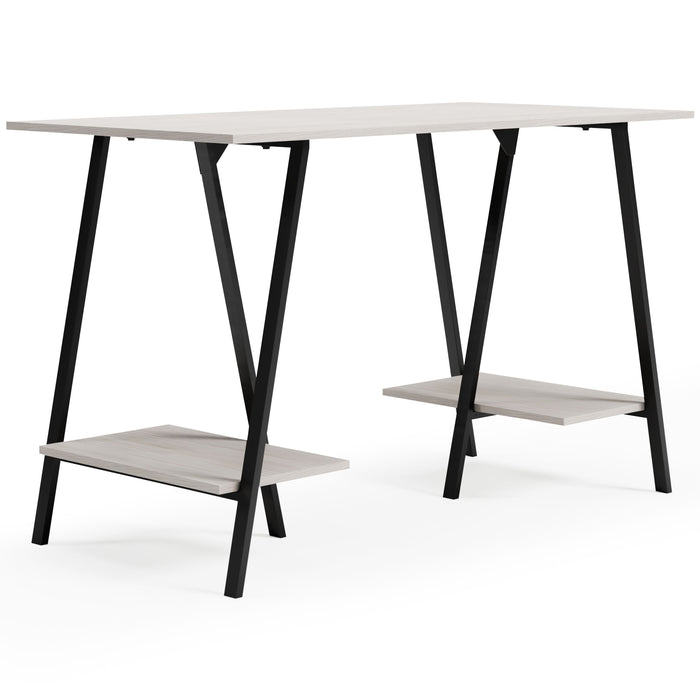 Bayflynn - Home Office Desk - 2 Fixed Shelves - White / Black