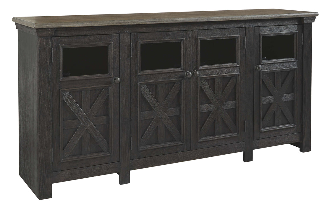 Tyler Creek - Extra Large TV Stand - Black / Gray
