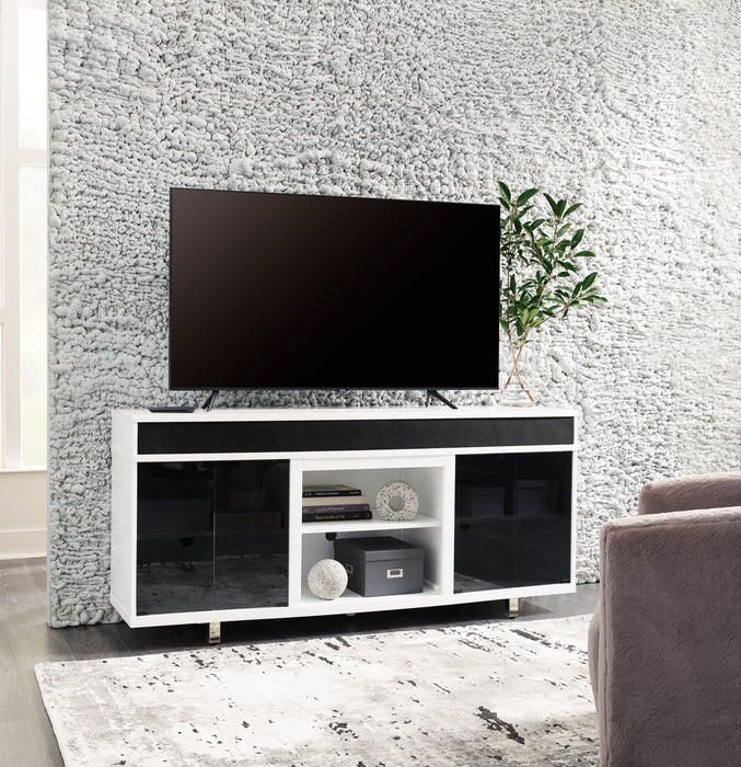 Gardoni - XL TV Stand With Fireplace Option - White / Black