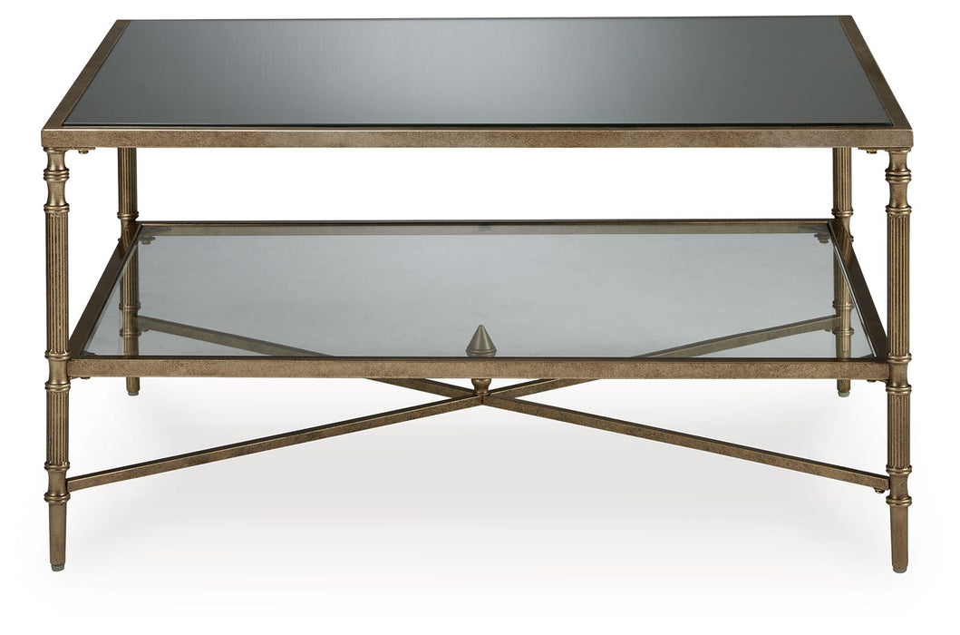 Cloverty - Rectangular Cocktail Table - Aged Gold Finish