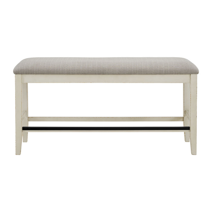 Bellevue - Counter Bench With Beige Fabric - Antique White