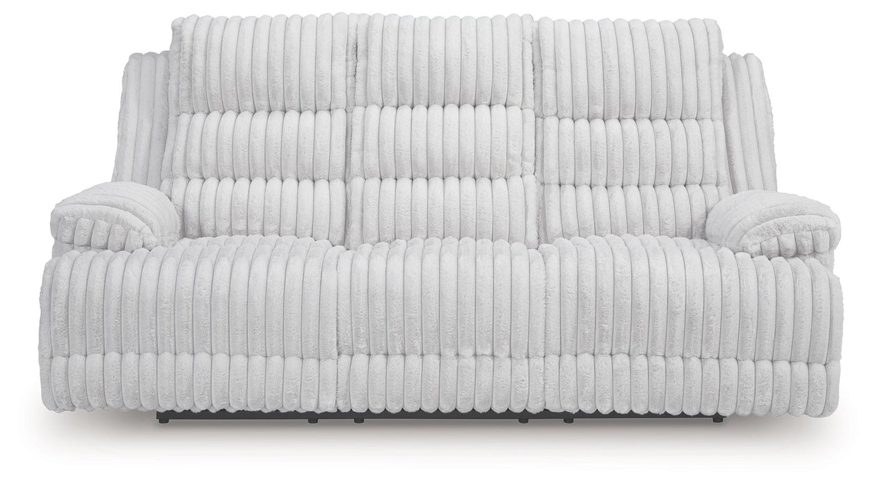 Rhines Falls - Alloy - Reclining Power Sofa With Drop Down Table