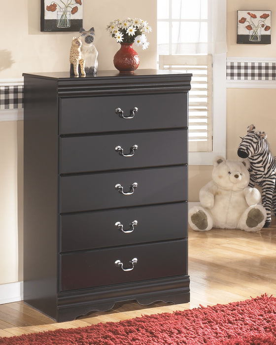 Huey - Black - Five Drawer Chest