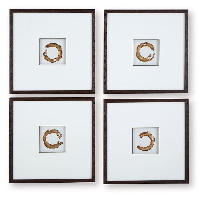 Dallbourne - White / Gold Finish - Wall Art Set (Set of 4)