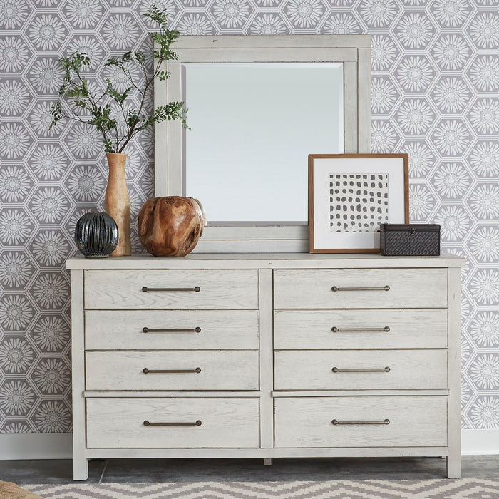 Modern Farmhouse - 5 Piece Bedroom Set (California King Platform Bed, Dresser & Mirror, Chest, Nightstand) - White