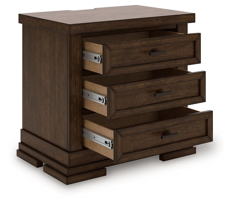 Taffenbrook - Medium Brown - Three Drawer Night Stand