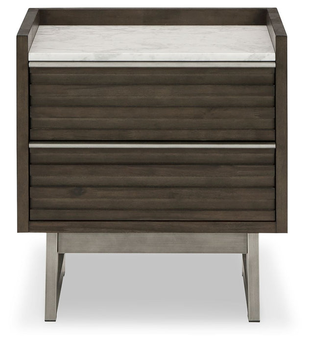 Arkenton - Grayish Brown / White - Two Drawer Night Stand