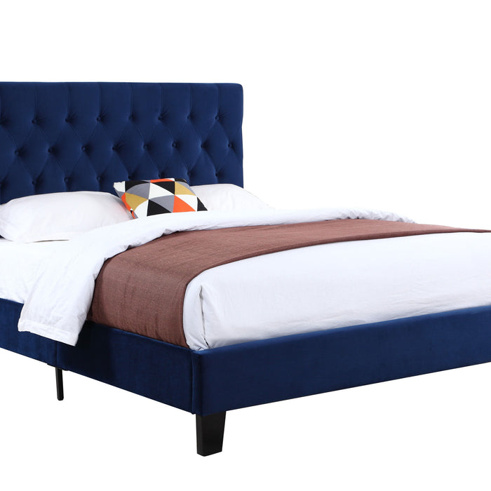 Amelia - Upholstered Queen Bed - Navy