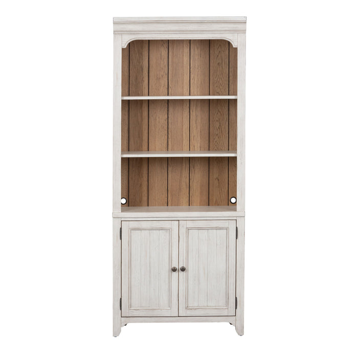 Farmhouse Reimagined - Bookcase - Antique White / Chestnut Tops