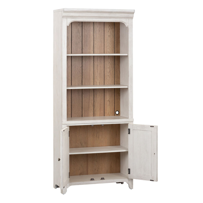 Farmhouse Reimagined - Bookcase - Antique White / Chestnut Tops