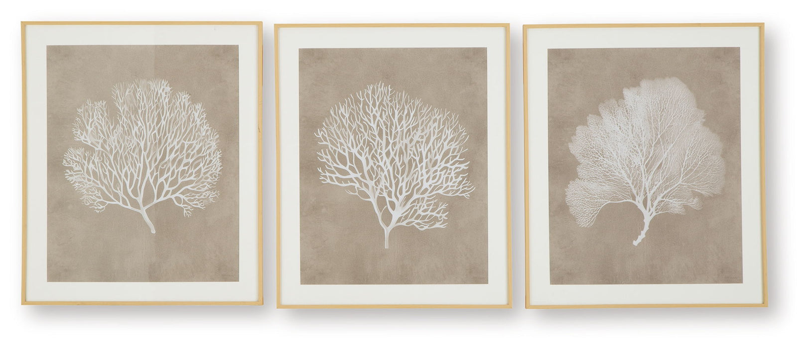 Hendridge - Taupe / White - Wall Art Set (Set of 3)