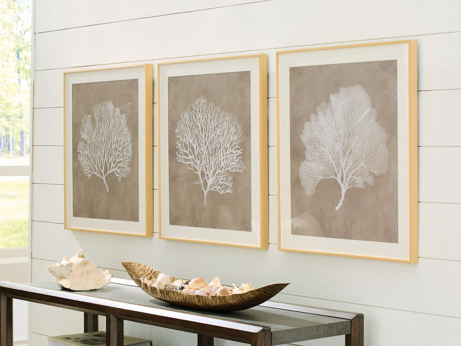 Hendridge - Taupe / White - Wall Art Set (Set of 3)