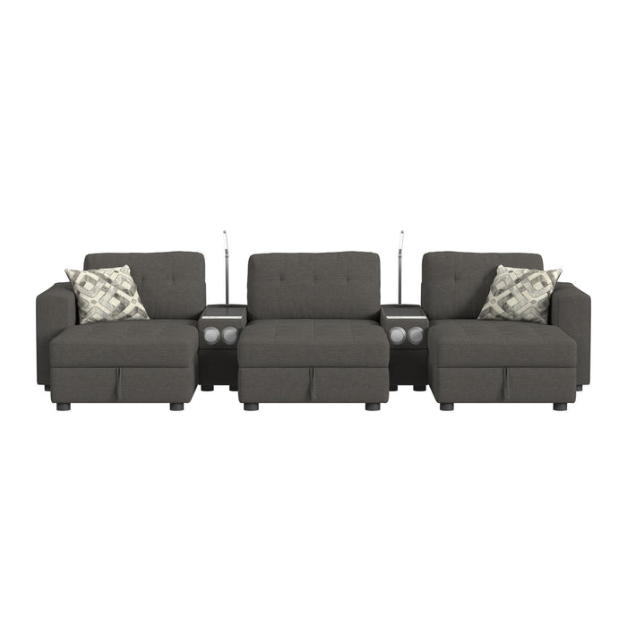 Options One - Living Room Set Sectional With Media Console And 3 Ottomans