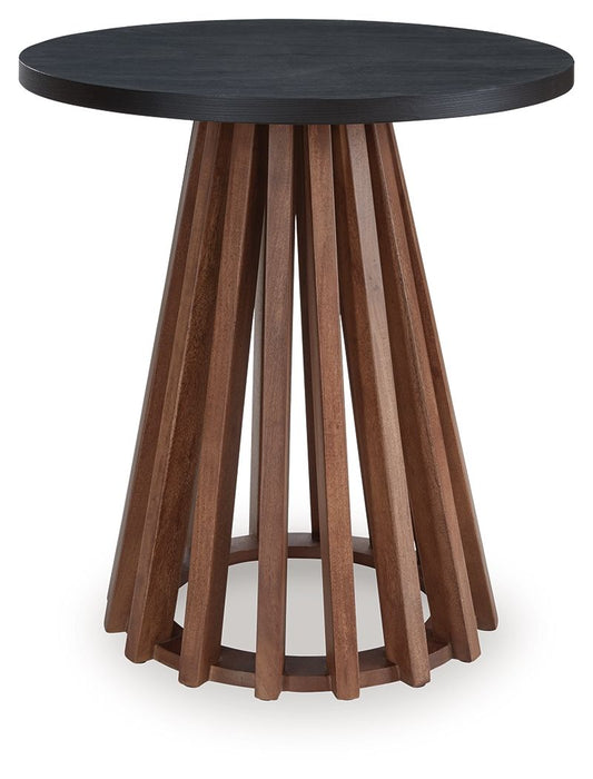 Kallari - Warm Brown / Black - Round End Table