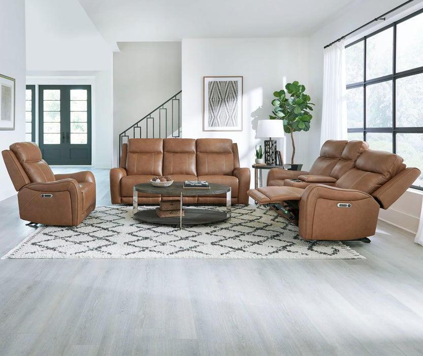 Haywood - Power Reclining Console Loveseat - Butternut