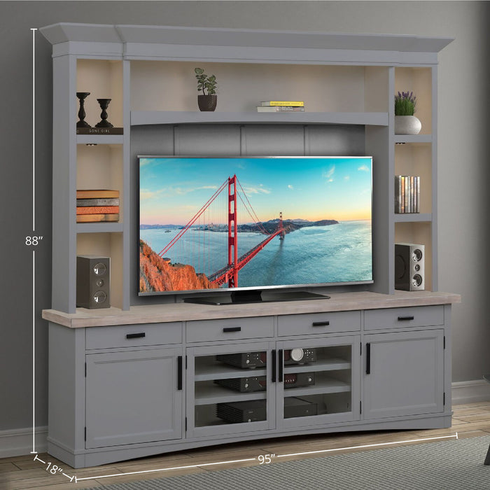 Americana Modern - TV Console with Hutch and LED Lights