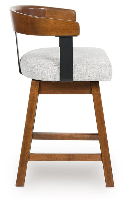 Ralene - Medium Brown - Upholstered Swivel Barstool (Set of 2)