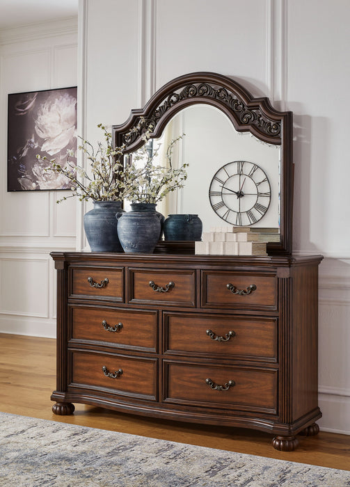 white christmas dresses 6-Piece Taupe Upholstered Bedroom Set with Dresser, Mirror & Nightstand main image 1