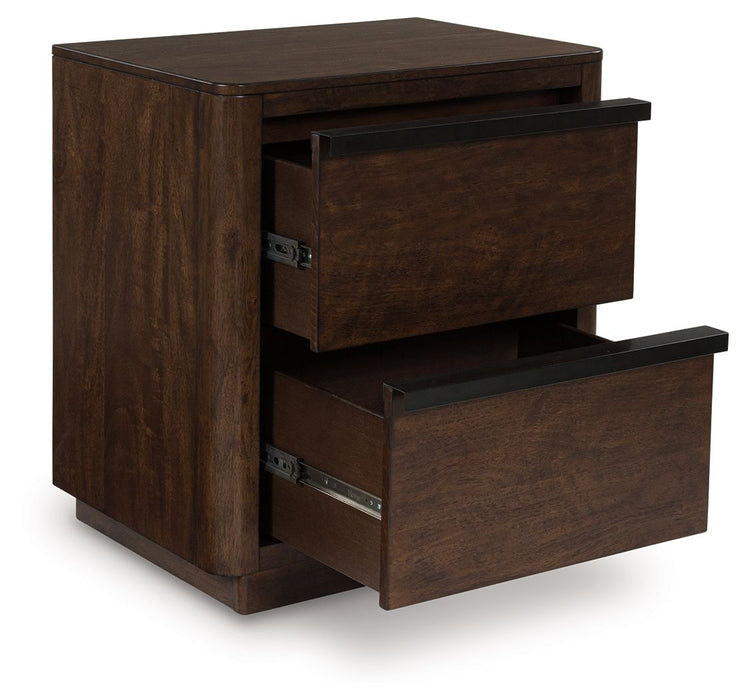 Dilenno - Dark Brown - Two Drawer Night Stand