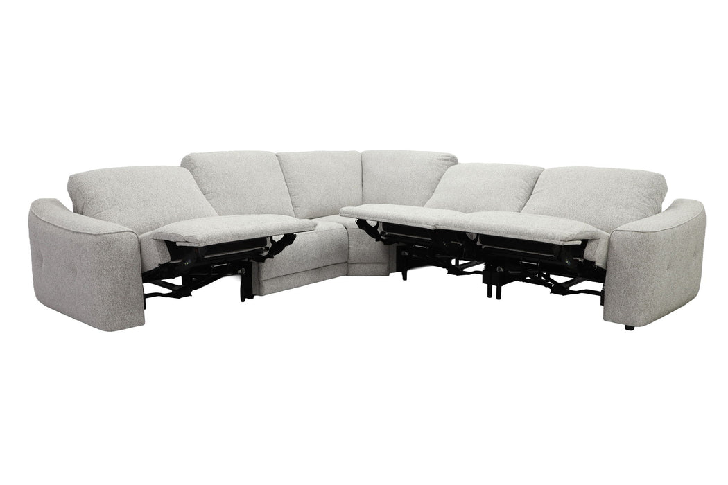 Julianna - 5 Piece Power Reclining Sectional With Power Headrests - Crisp Taupe