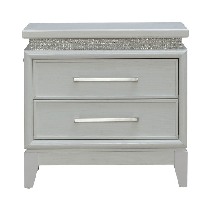 Reflections - Nightstand With Lights and Charging Station - White
