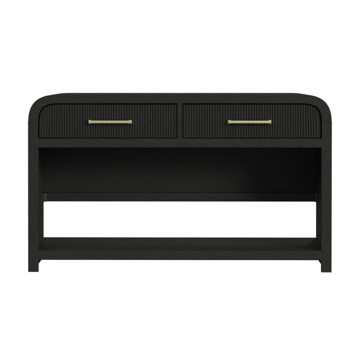 Ridgemont - Sofa Table With Bottom Shelf - Black With Grain