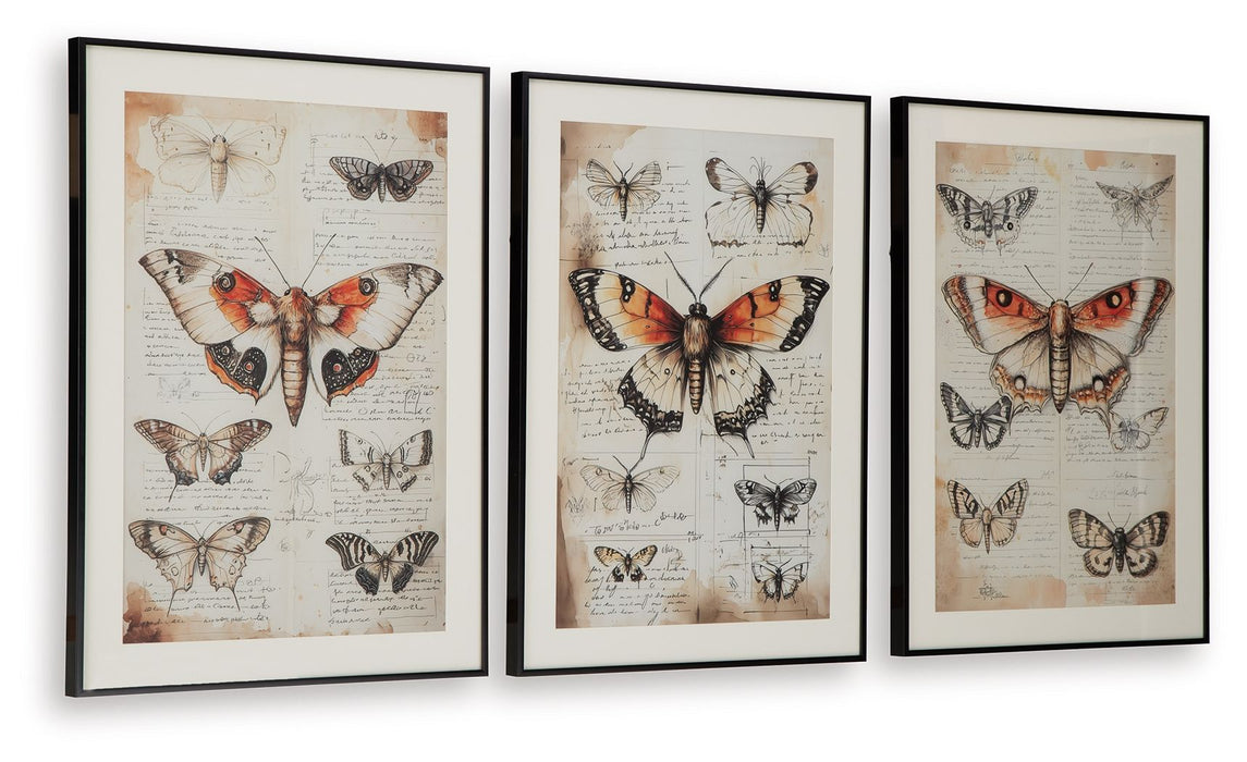 Jossletts - Orange / Black / Ivory - Wall Art Set (Set of 3)