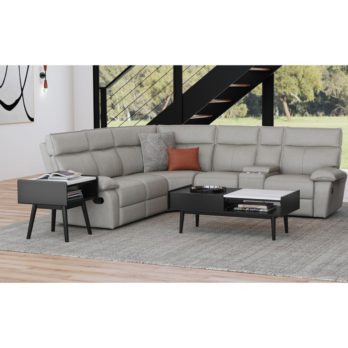 Lanette - End Table With White Marble Top - Black