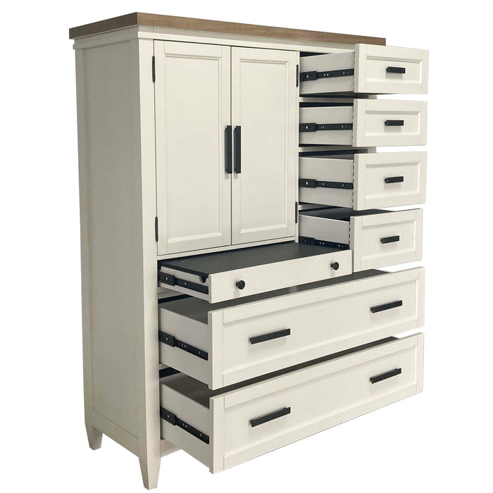 Americana Modern Bedroom - 7 Drawer Door Chest With Workstation - Cotton