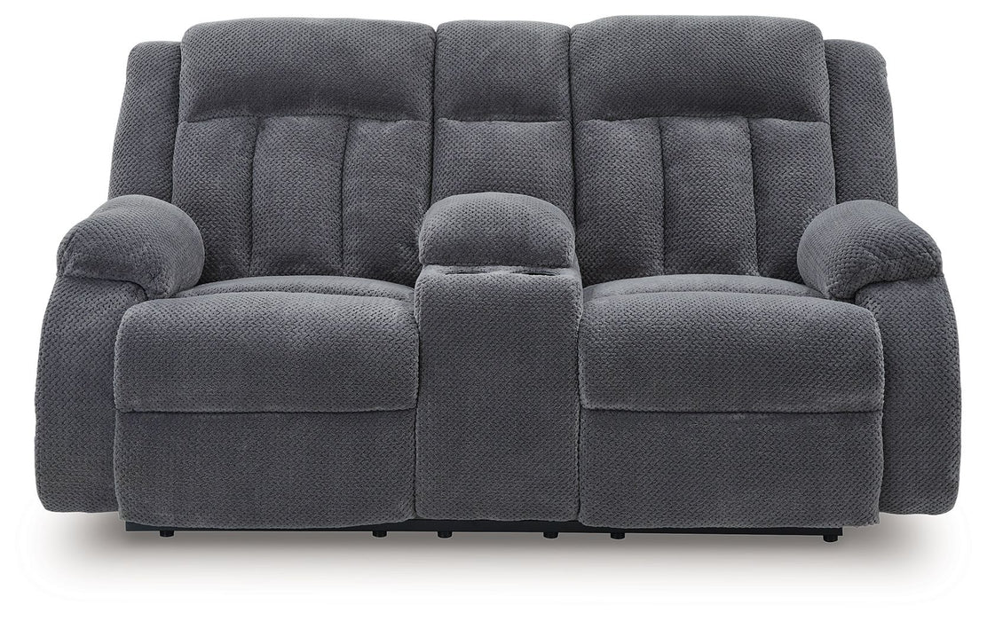 Observation - Steel - Double Reclining Power Loveseat With Console