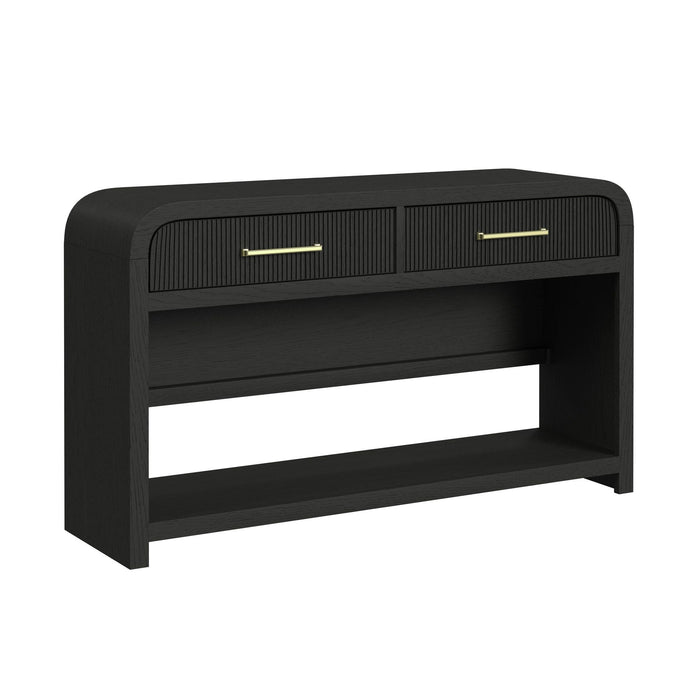 Ridgemont - Sofa Table With Bottom Shelf - Black With Grain