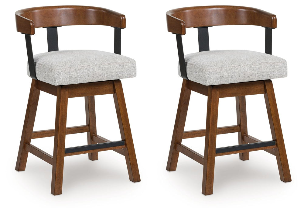 Ralene - Medium Brown - Upholstered Swivel Barstool (Set of 2)