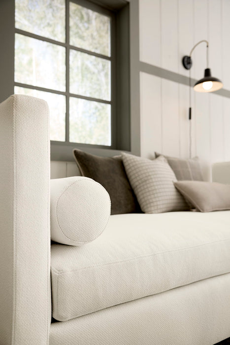 Tide & Timber - Linen Upholstery Day Bed With Twin Mattress And 4 Legs - Soft White Maple